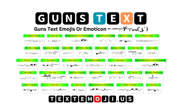 Guns Text Emojis Or Emoticon ╾━╤デ╦︻(˙ ͜ʟ˙ )