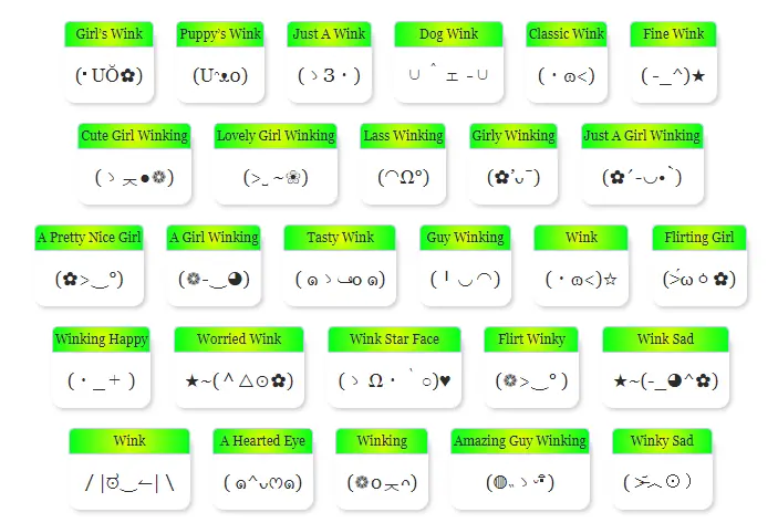 Wink Text Emojis & Emoticon