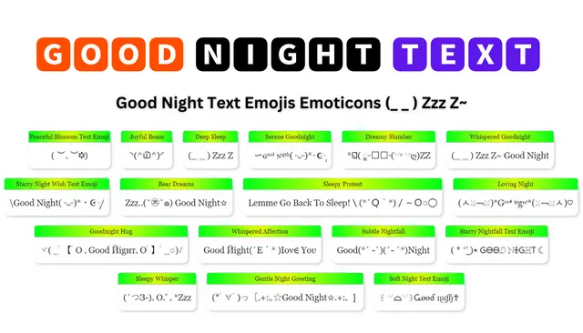 Good night Text Emojis Emoticons (_ _ ) Zzz z~