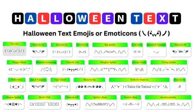 Halloween Text Emojis or Emoticons (㇏(•̀ᵥᵥ•́)ノ)
