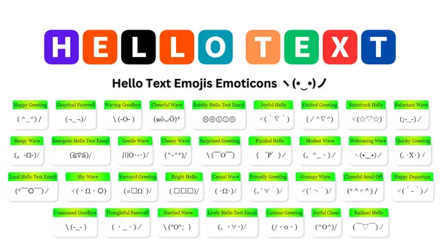 Hello Text Emojis Emoticons ヽ(•‿•)ノ