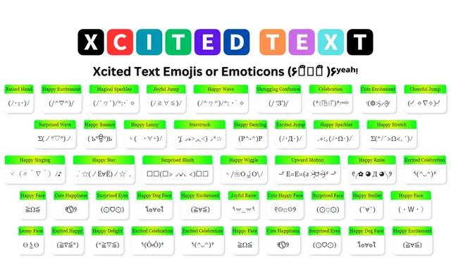 Xcited Text Emojis or Emoticons (۶ꈨຶꎁꈨຶ )۶ʸᵉᵃʰᵎ